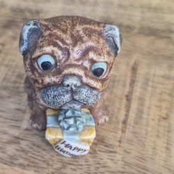 Harmony Kingdom "Happy" Pug Happy Birthday Figurine