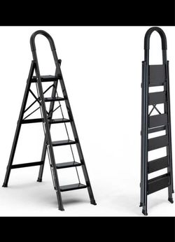 Black Folding 6-Step Ladder