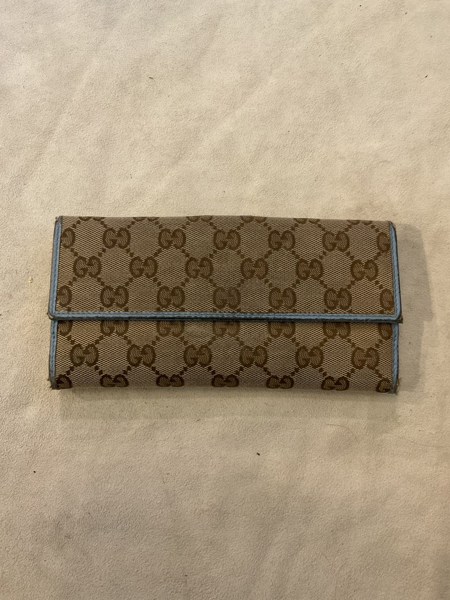 GUCCI Vintage GG Logo Monogram Canvas Leather Long Bifold Wallet 