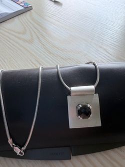 Stunning modern design Silver and  Smoky Quartz Necklace