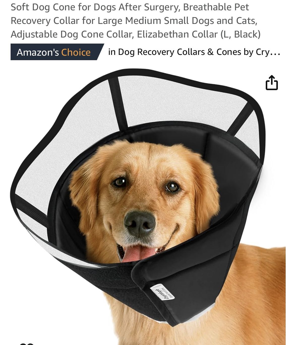Soft Dog Cone for Dogs After Surgery, Breathable Pet Recovery Collar for Large