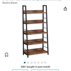 IRONCK Industrial Bookshelves and Bookcases, Ladder Shelf 5 Tier with Metal Frame for Living Room, Home Office, Rustics Brown