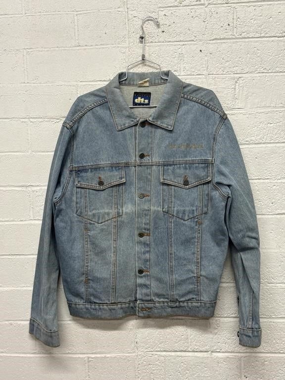 Vintage DTS Digital Sound Denim Trucker Jacket – Blue Jean Jacket – Size L – “Listen And Be Amazed” Embroidered