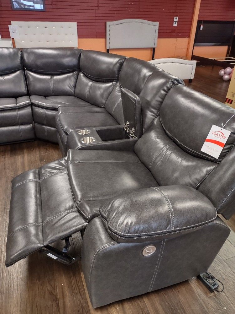 New Power Sectional Sofa With Three Power Recliners