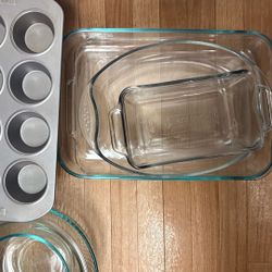 Casserole Glass Dishes/Cast Iron Pans $1-$15