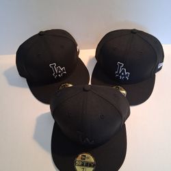 LA DODGERS ( 3 PC ) NEW ERA 59FIFTY CAP SIZE 7 3/8 BRAND NEW 
