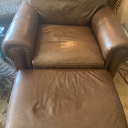 Authentic Leather Chairs And Ottomans