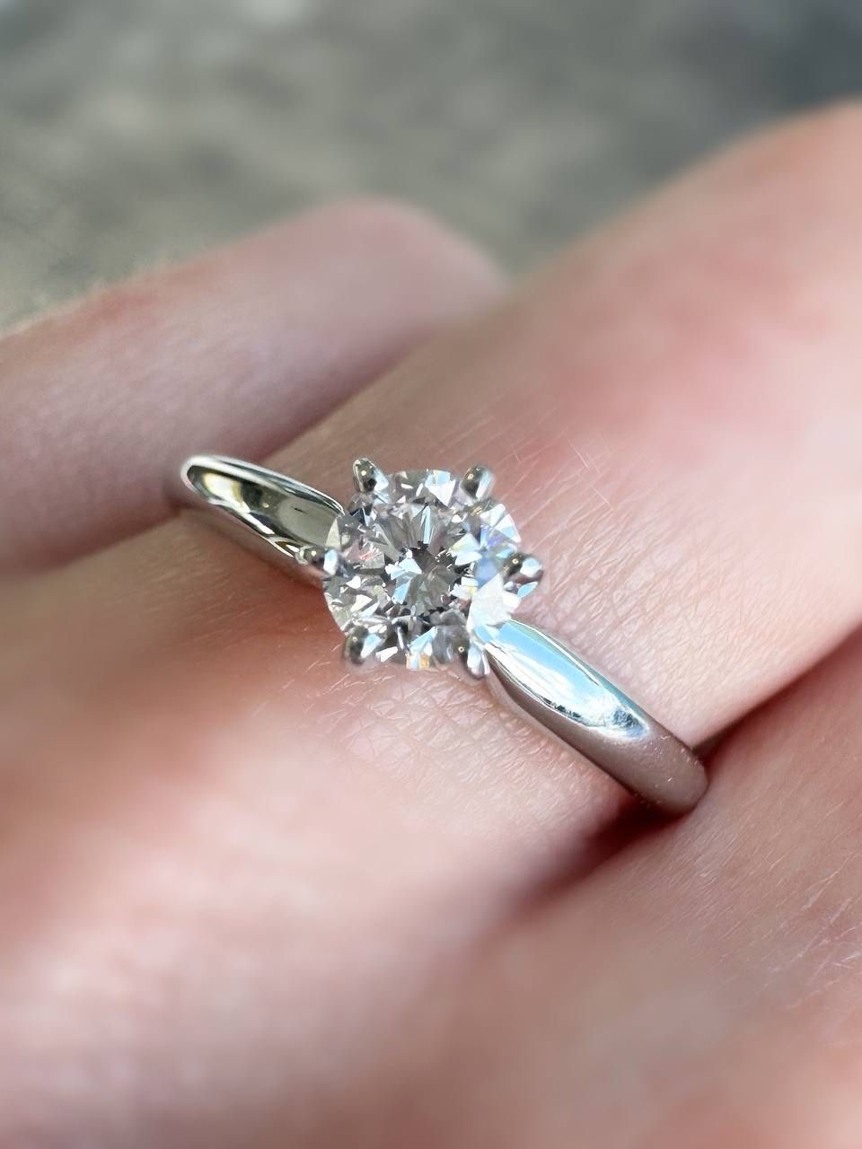 14K Solid White Gold 0.25Ct Natural Diamond Solitaire Engagement Ring Sz 6.5