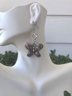Butterfly Dangle Earring/Antique Silver Earring/Women's Earring/Antique Butterfly Earring/Animal Earring/Celtic Design/Butterfly Earring/