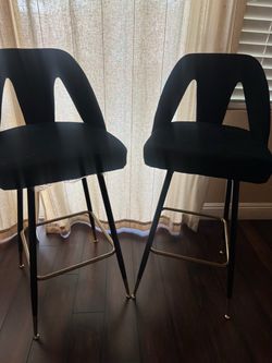 2pcs black velvet high stool