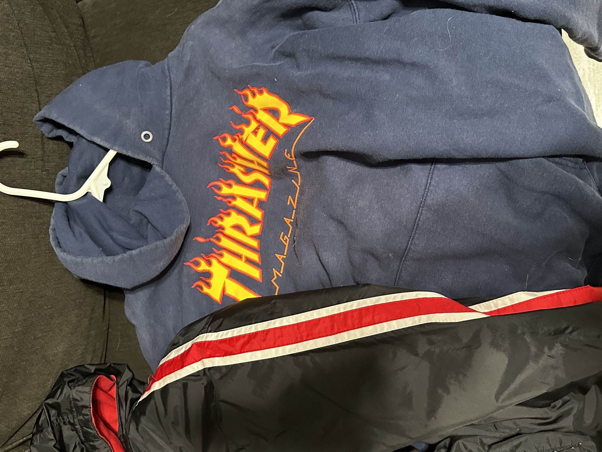 thrasher hoodie and windbreaker