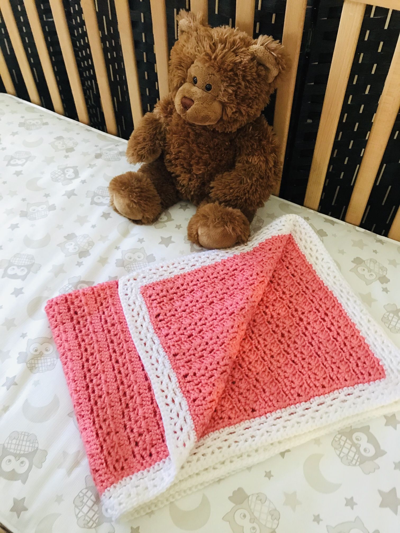 Handmade Baby Blanket Crochet In Coral