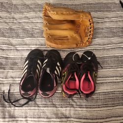 New Soccer Kleets Size 11 And 12 and Baseball glove