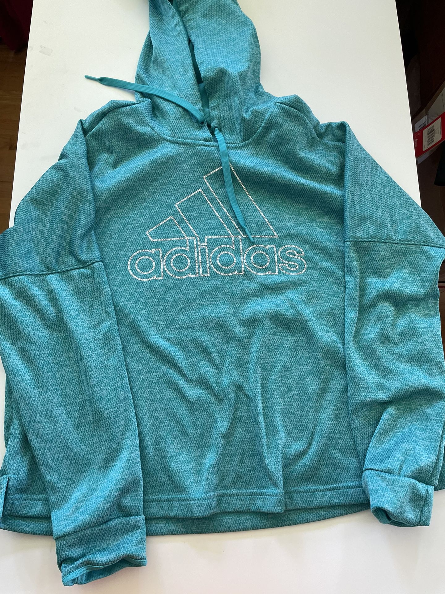 Turquoise Adidas pullover hoodie #AdidasHoodie Size: XL (20-22) 🚚 Ships fast – usually same or next day 🔥 Bundle & save – DM for deals on 2+ items!
