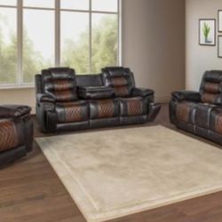 3PCS MANUAL SOFA LOVESEAT AND CHAIR RECLINER BROWN (NCNIKKO) $1699 FREE LOCAL DELIVERY   