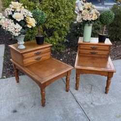 Mid Century Solid Wood Dresser Chest of Drawers End Table Nightstand Furniture Set