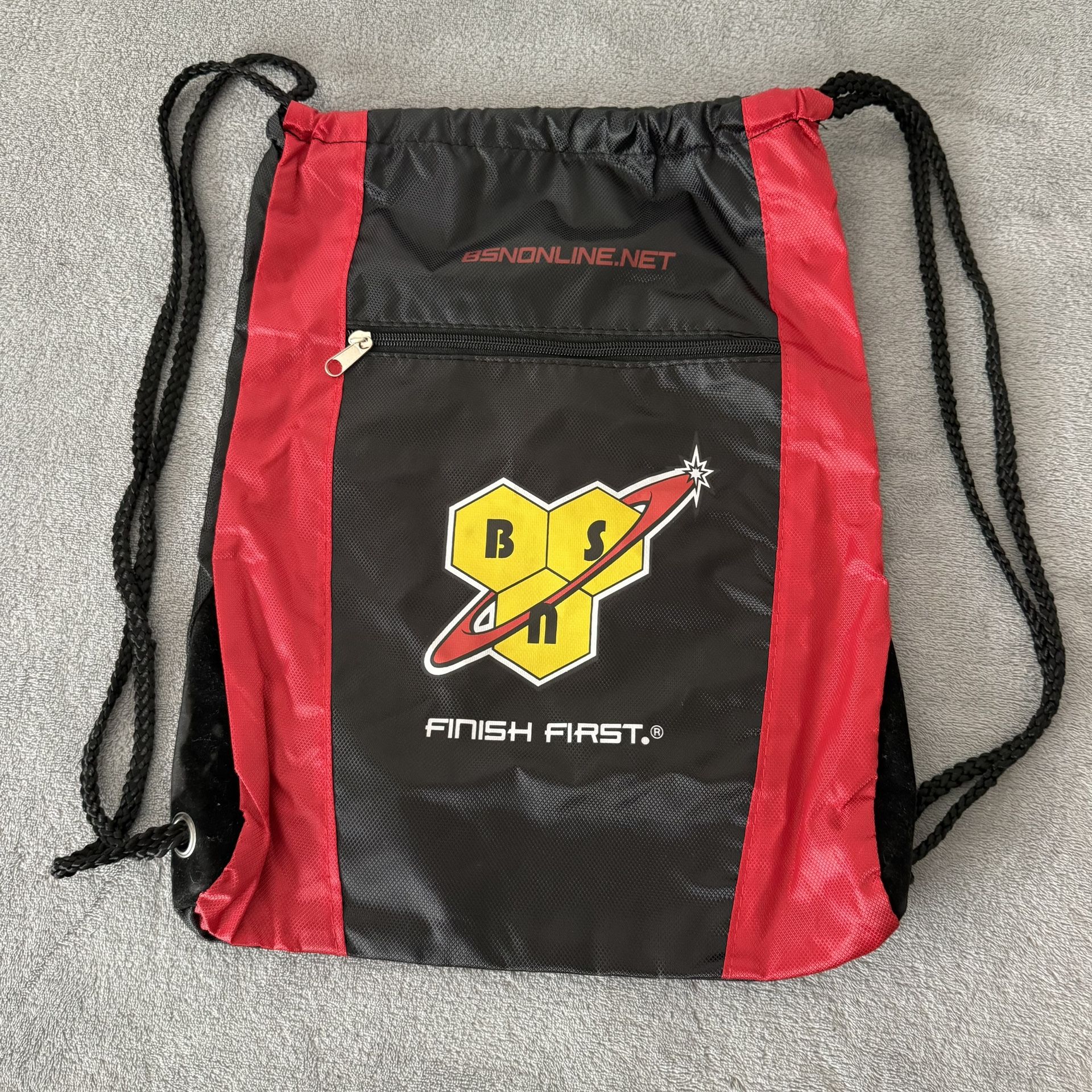 BSN SPORTS black and red drawstring gym Bag
