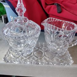 Vintage Heavy Crystal 4 Piece Cream & Sugar Set