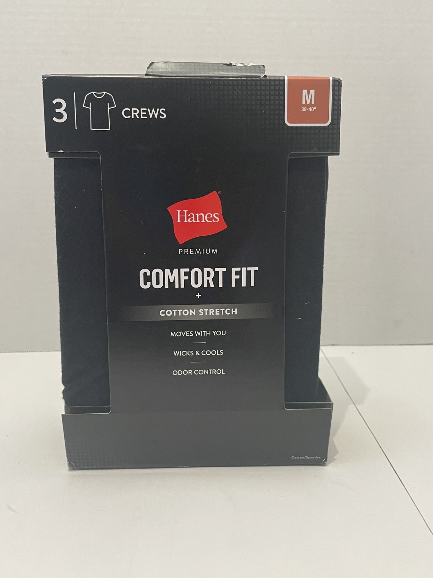 Hanes Premium Black Label Men's 3pk Crewneck Undershirt - Black M