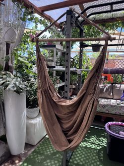 Brown Canvas Hanging Hammock Chair