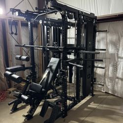 Smith Machine 500 | Adjustable Bench | 355lbs Cast Iron Olympic Weights | 7ft Olympic Bar | Fitness | Gym Equipment | FREE DELIVERY/INSTALLATION 