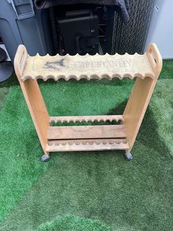 CAPT STANLEY Wooden Fishing Rod Storage Rack – Rolling Floor Stand