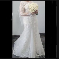 Long Sleeve Wedding Dress Size Medium