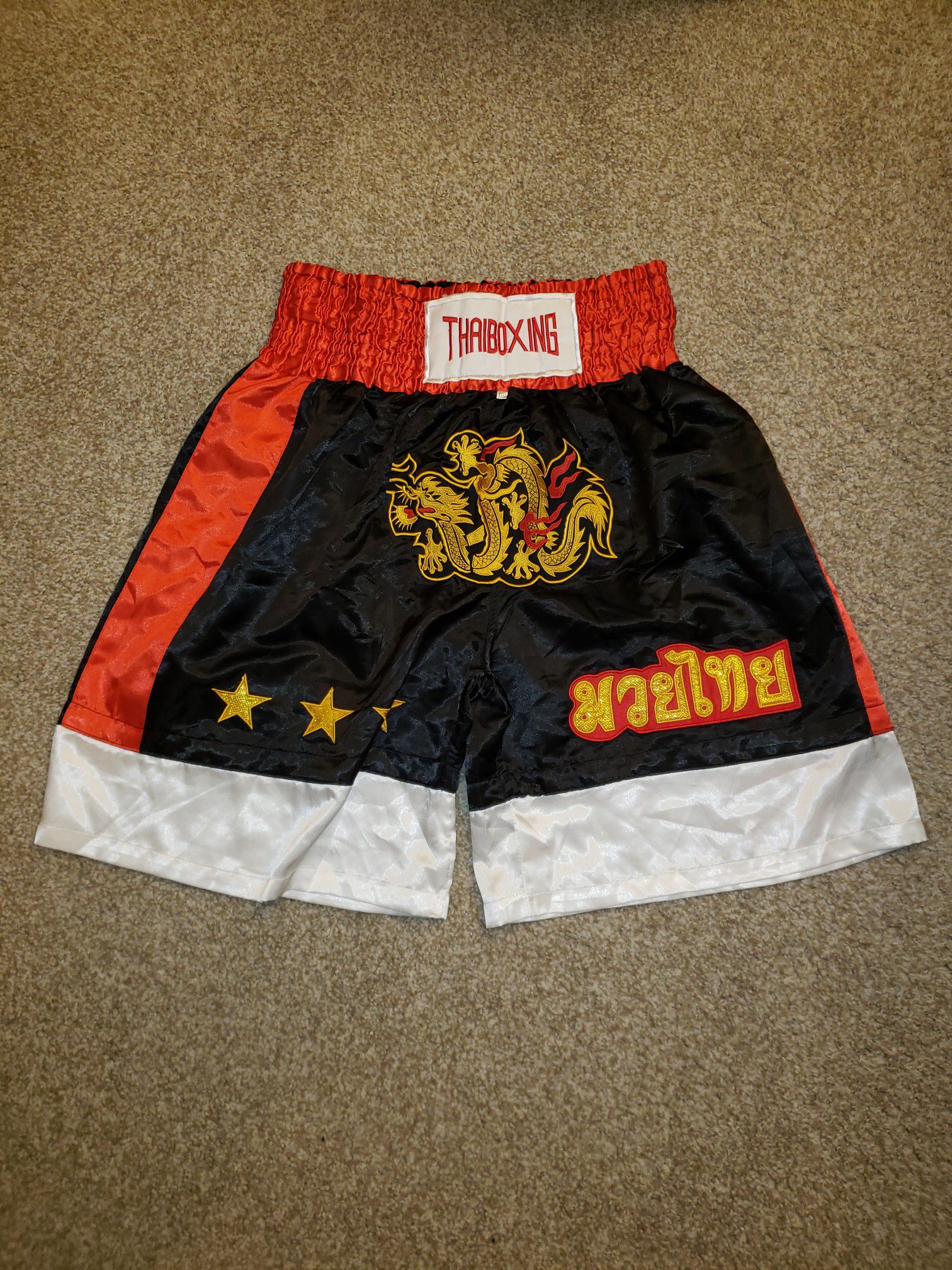 Authentic Unisex Thai Kick / Boxing Shorts Black/Red