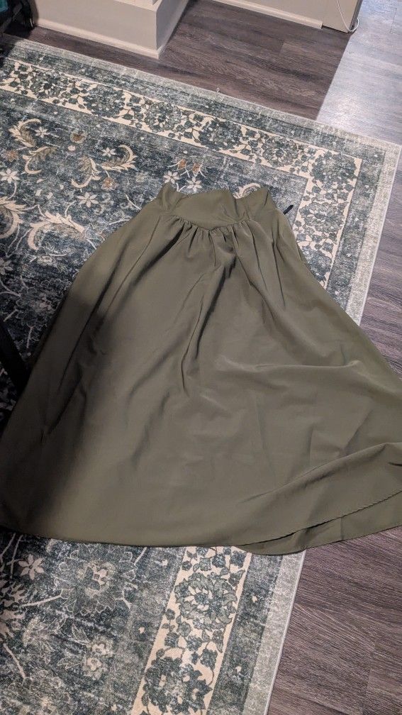 Scarlett Darkness Olive Corset Maxi Skirt With Pockets (M)