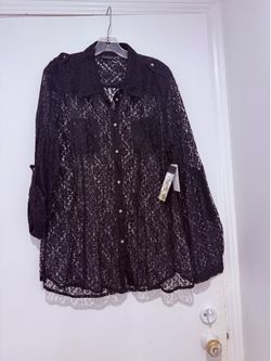 Sanctuary  black lace button down shirt