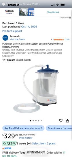 PureWick Urne Collection System Suction Pump PW100