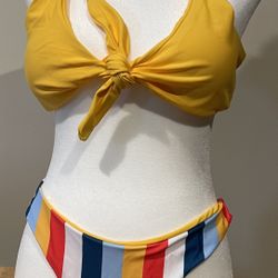 Two Piece Yellow Swimsuit Size L