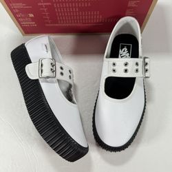 Vans Mary Jane Platform Creeper Grunge Ballet White Black Shoes Women Size 8.5