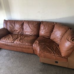 Real Italian Leather Couch Sofa (2) Piece 