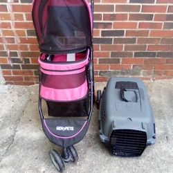 Dog Kennel +Pet Stroller Pink