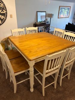 Farmhouse Dining Table Set with 8 Chairs