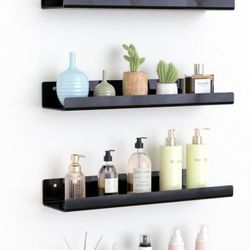 upsimples Acrylic Shelves for Wall Decor, 15" Display Shelf Perfume Organizer for Bathroom, Bedroom, Living Room, Floating Bookshelves for Kids, Black