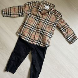 Burberry London toddler boy shirt and pants (18m)