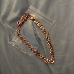 8mm Rose Gold Over Brass Chain W Pink Cz Stones