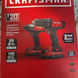 CRAFTSMAN V20 MAX Cordless Drill and Impact Driver, Power Tool Combo Kit with 2 Batteries and Charger