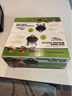Brand new in box Master built 14” portable charcoal kettle grill  authentic barbecue flavor 139 sq