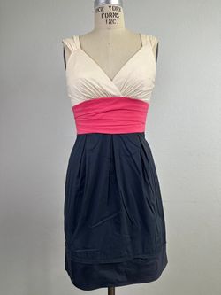 Colorblock Mini Dress V-Neck Sleeveless Empire Waist Pockets