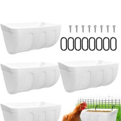 Hanging Chicken Feeder Trough, 4 Pack Fence Feed Feeder for Goat Sheep Deer Poultry Duck Livestock Feeding Container Goats Supplies Feeders Waterer Bu