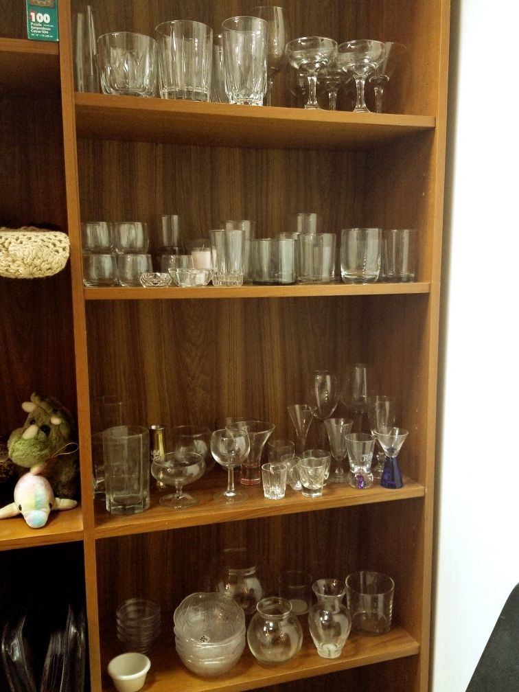 Glasses vases etc