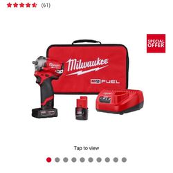 Milwaukee M12 FUEL 3/8 in. Cordless Brushless Stubby Impact Wrench Kit (Battery & Charger)