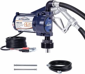 12V Fuel Transfer Pump 15 GPM, Diesel Transfer Pump 12 Volt with High Flow Manual Nozzle, Hose & Filter, Electric Gasoline Transfer Pump Kit for Fuel 