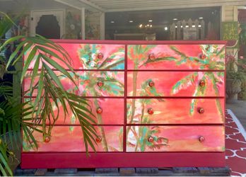 Striking Palm Tree Inspired Vintage Dresser