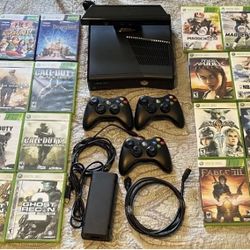 Microsoft XBox 360 S Console Model 1439 + Kinect Sensor + 32 Games 3 Controllers