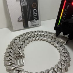 20mm 22inch Bustdown Iced Out Vvs Moissanite Diamond Cuban Link Chain 