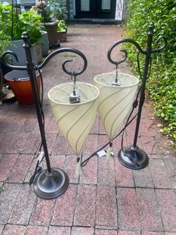 Moroccan style hanging lamp pair